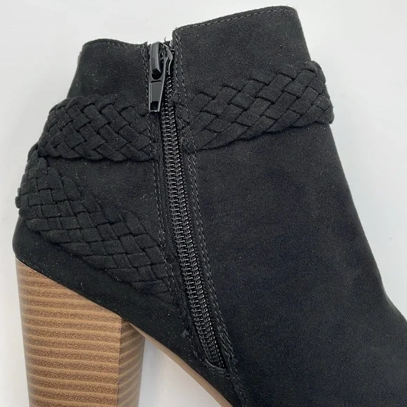 SM New York Barbie Black Suede Boots Braided Accent Ankle Boot 3” Heel - 7.5 - Picture 14 of 14